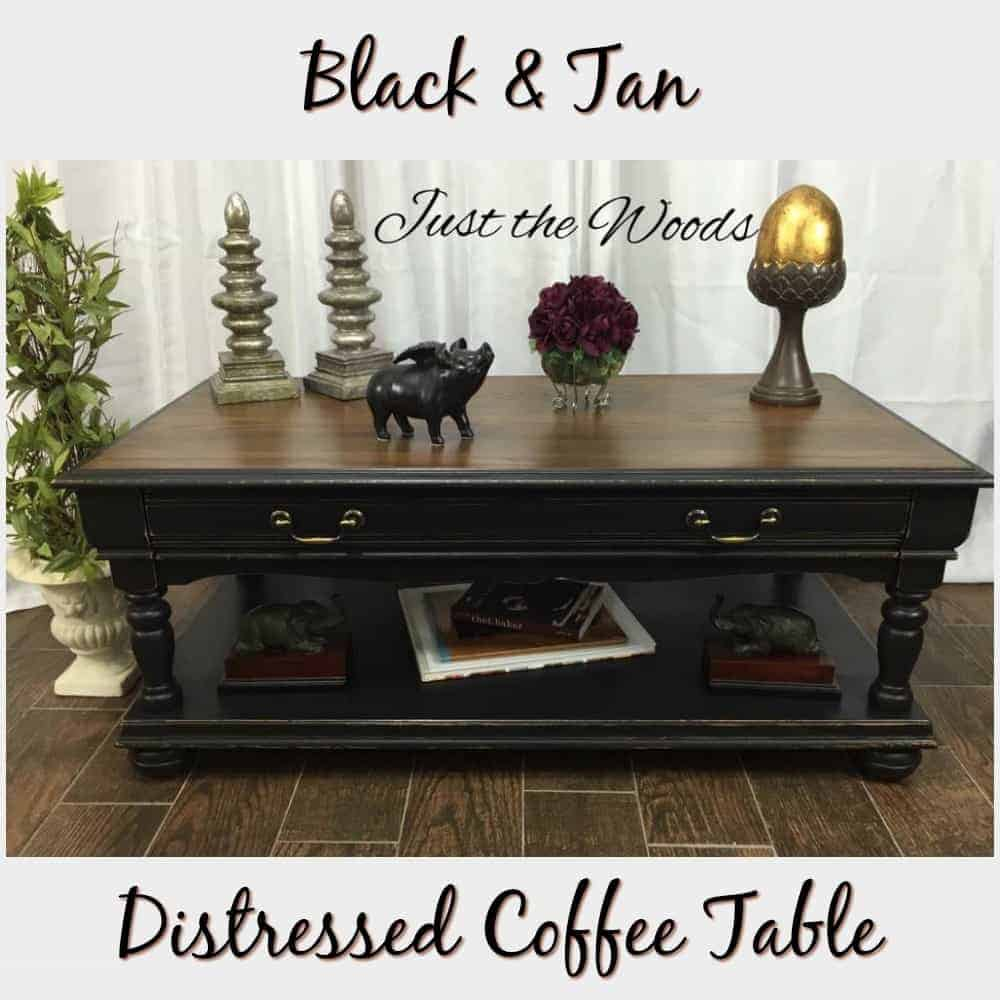 Distressed Coffee Table In Black And Tan Just The Woods for size 1000 X 1000