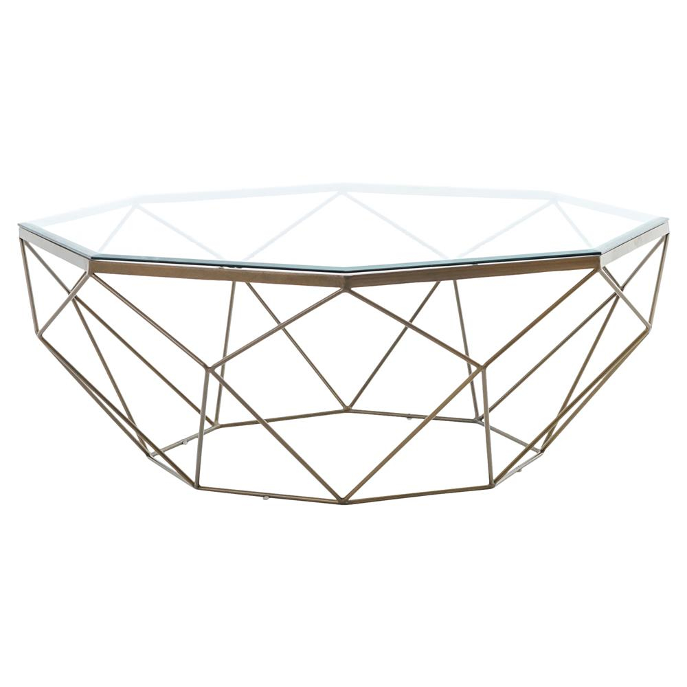Dixon Geometric Modern Antique Brass Octagonal Coffee Table with proportions 1000 X 1000