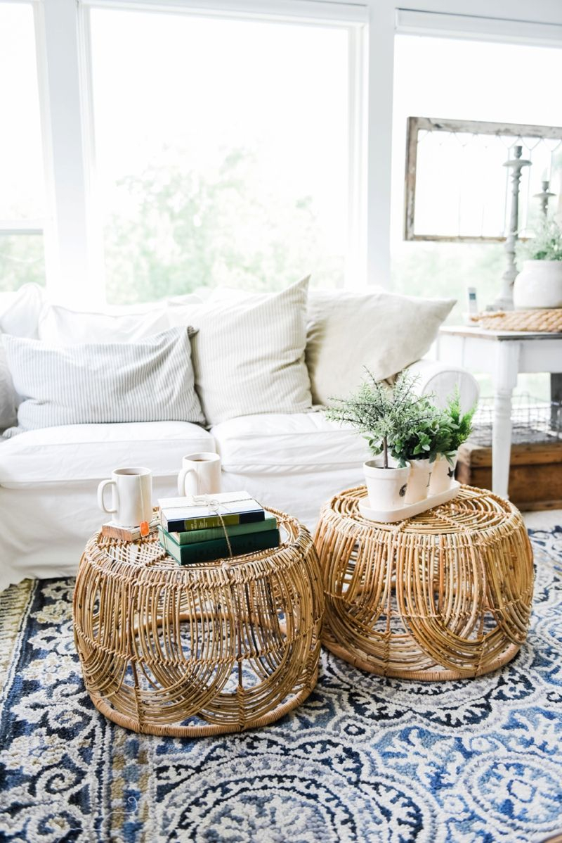 Wicker Basket Coffee Table • Display Cabinet