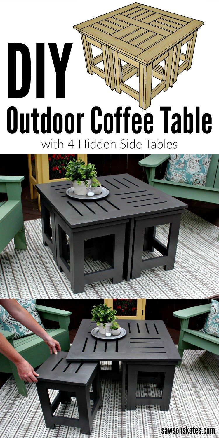 Diy Outdoor Coffee Table With 4 Hidden Side Tables New House Diy throughout proportions 750 X 1500