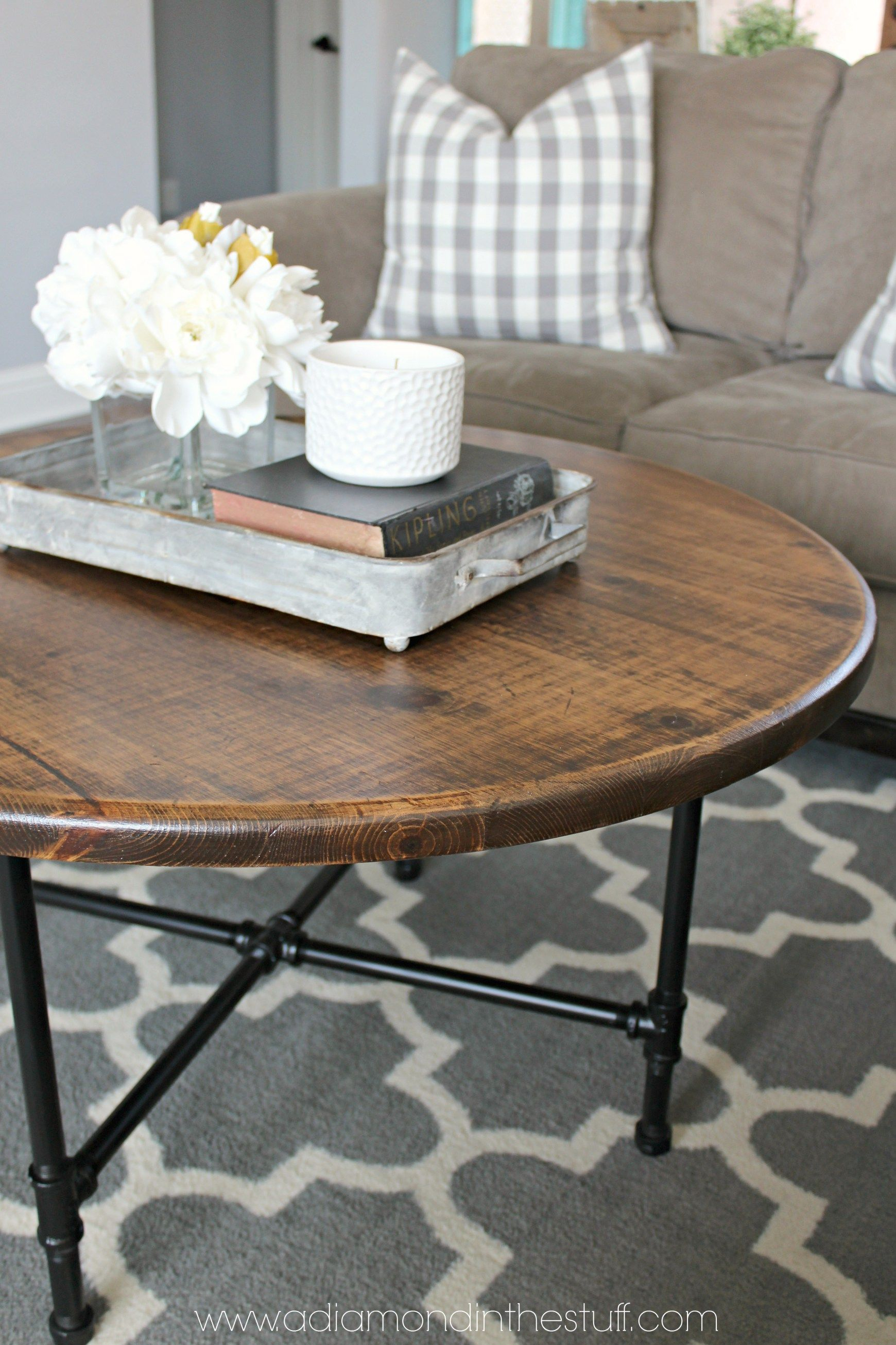 Diy Round Industrial Coffee Table A Diamond In The Stuff Diy for measurements 1740 X 2610