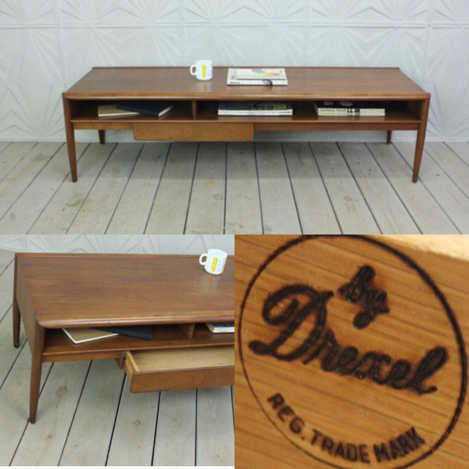Drexel Parallel 60 Long Coffee Table With Drawer Etsy pertaining to size 1500 X 1500