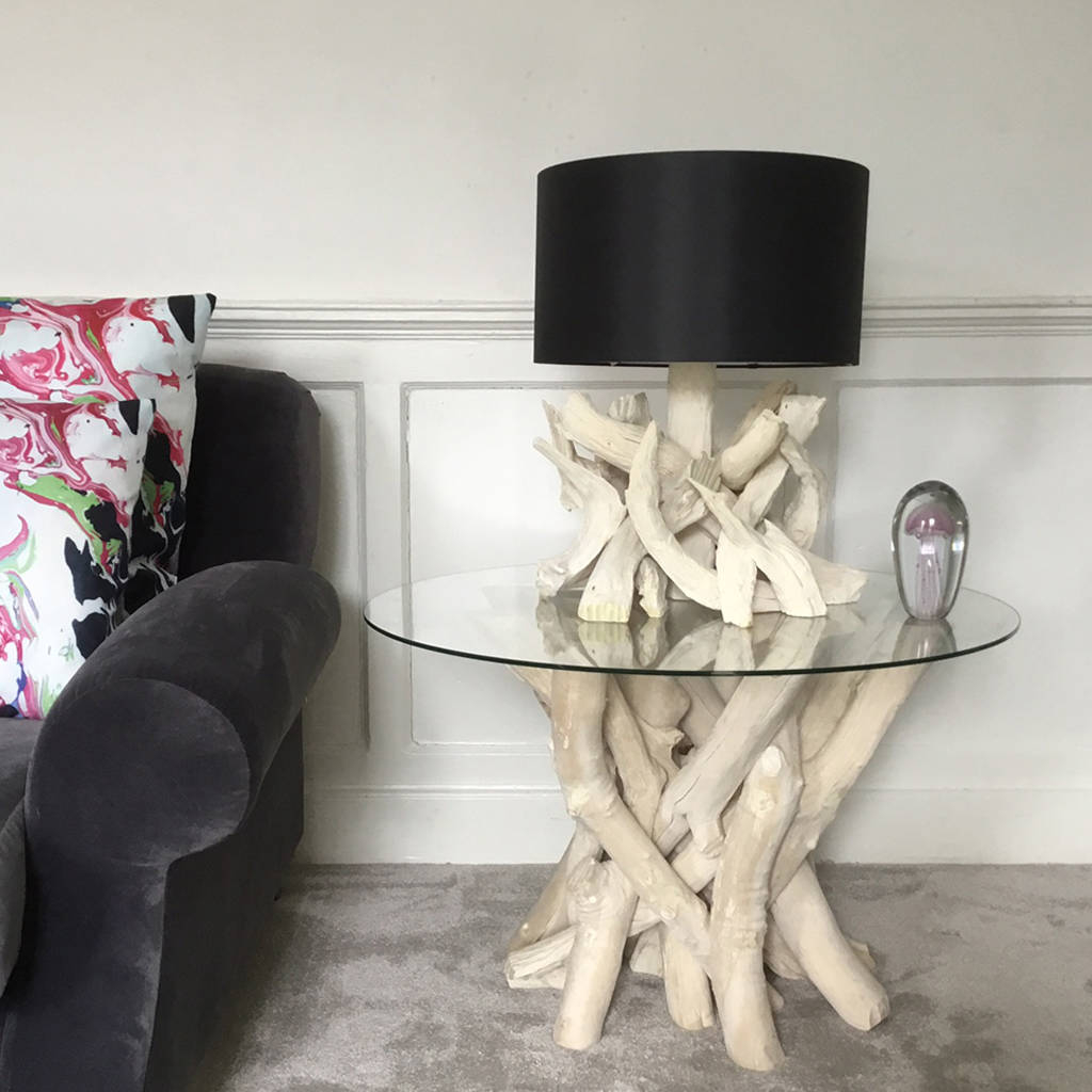 Driftwood Coffee Table With Glass Top H50cm Doris Brixham intended for size 1024 X 1024
