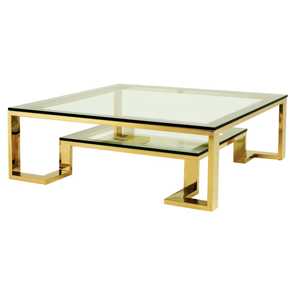 Eichholtz Huntington Hollywood Regency Glass Top 2 Tier Gold throughout sizing 1000 X 1000