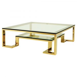 Eichholtz Huntington Hollywood Regency Glass Top 2 Tier Gold within proportions 1000 X 1000