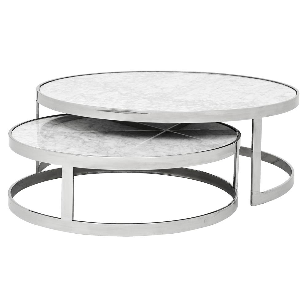 Eichholtz Orlando Modern Silver White Stone 2 Piece Round Coffee throughout proportions 1000 X 1000