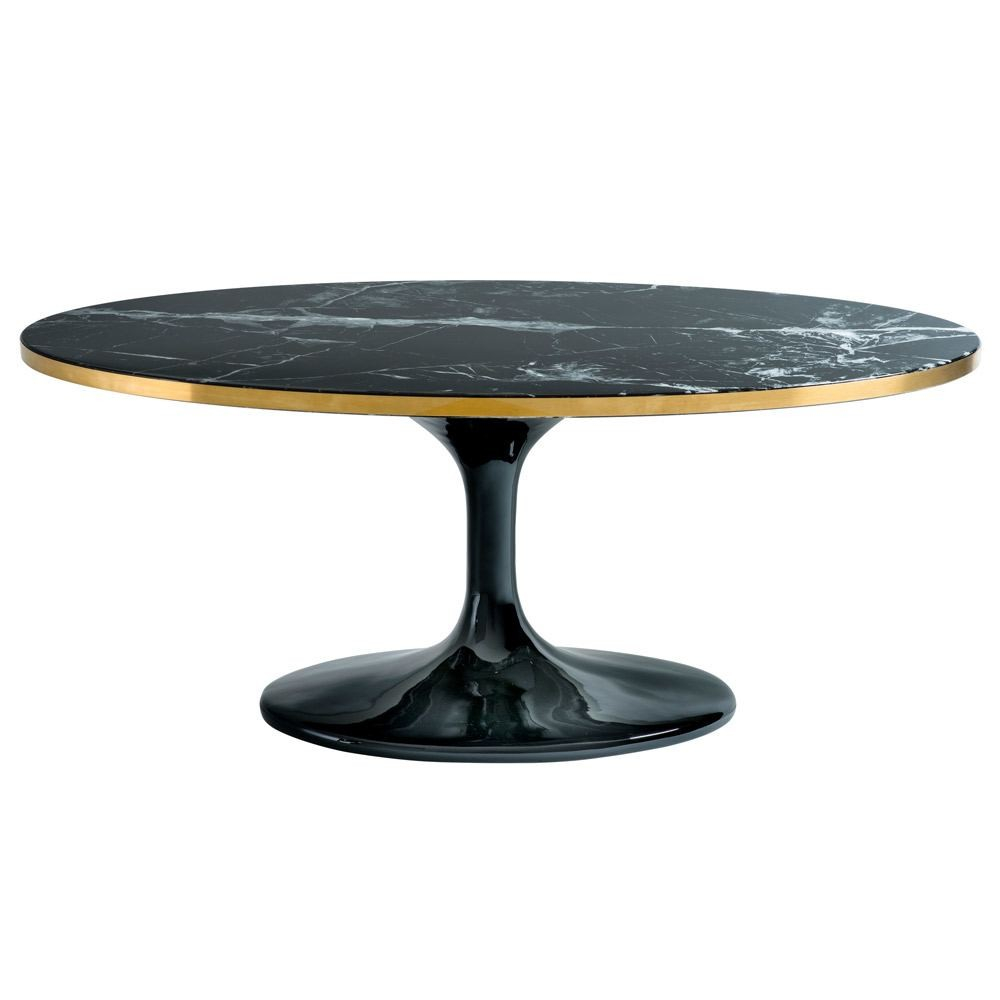 Eichholtz Parme Oval Black Faux Marble Coffee Table Brushed Brass within measurements 1000 X 1000