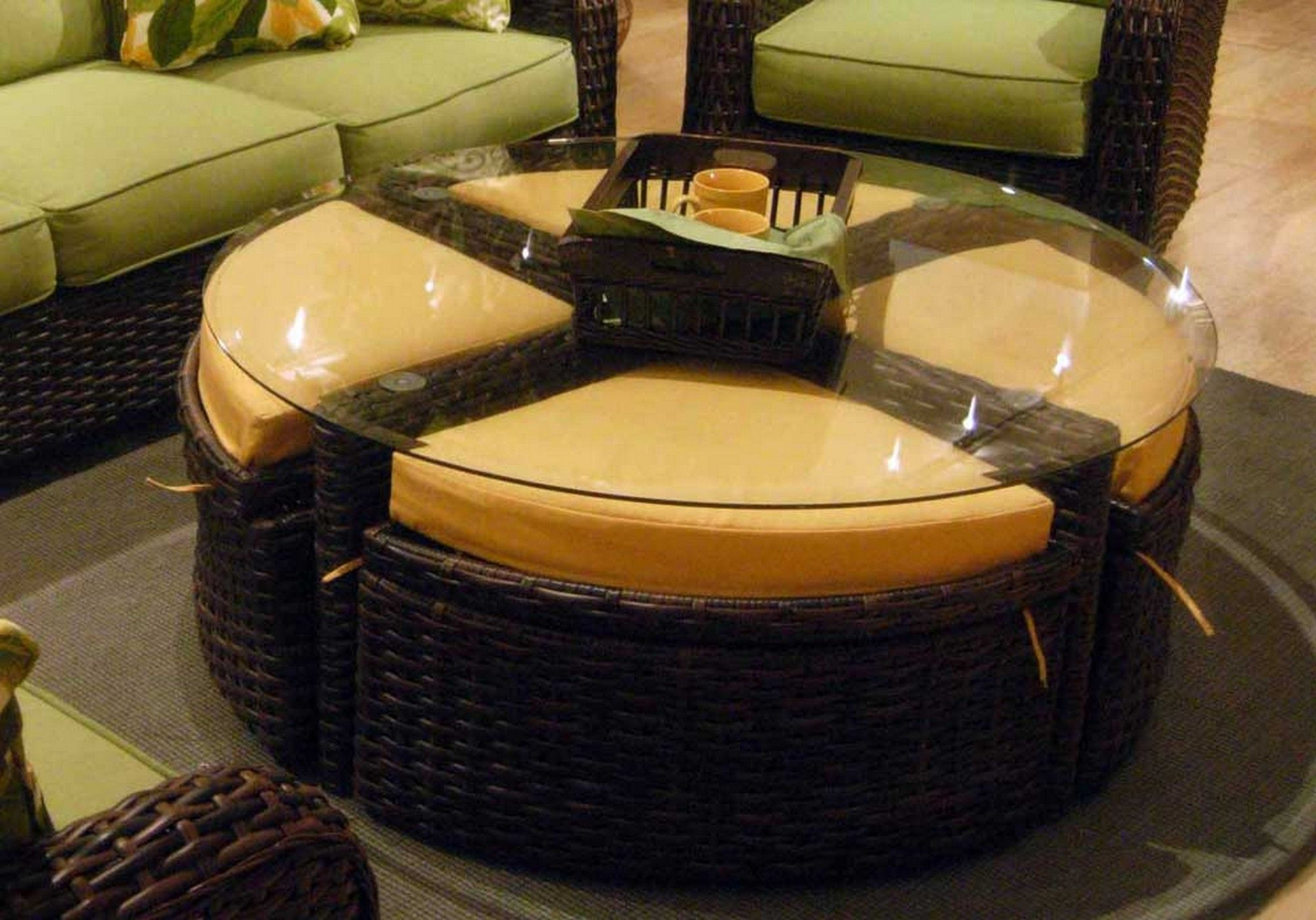 Elegant Leather Ottoman Round Table Coffee Ottoman Tufted Round in size 2000 X 1398