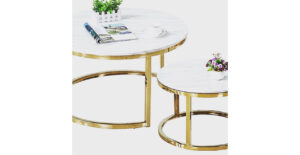 Elite Round Marble Nest Coffee Table Set Of Two Elite Home Direct inside dimensions 1270 X 658