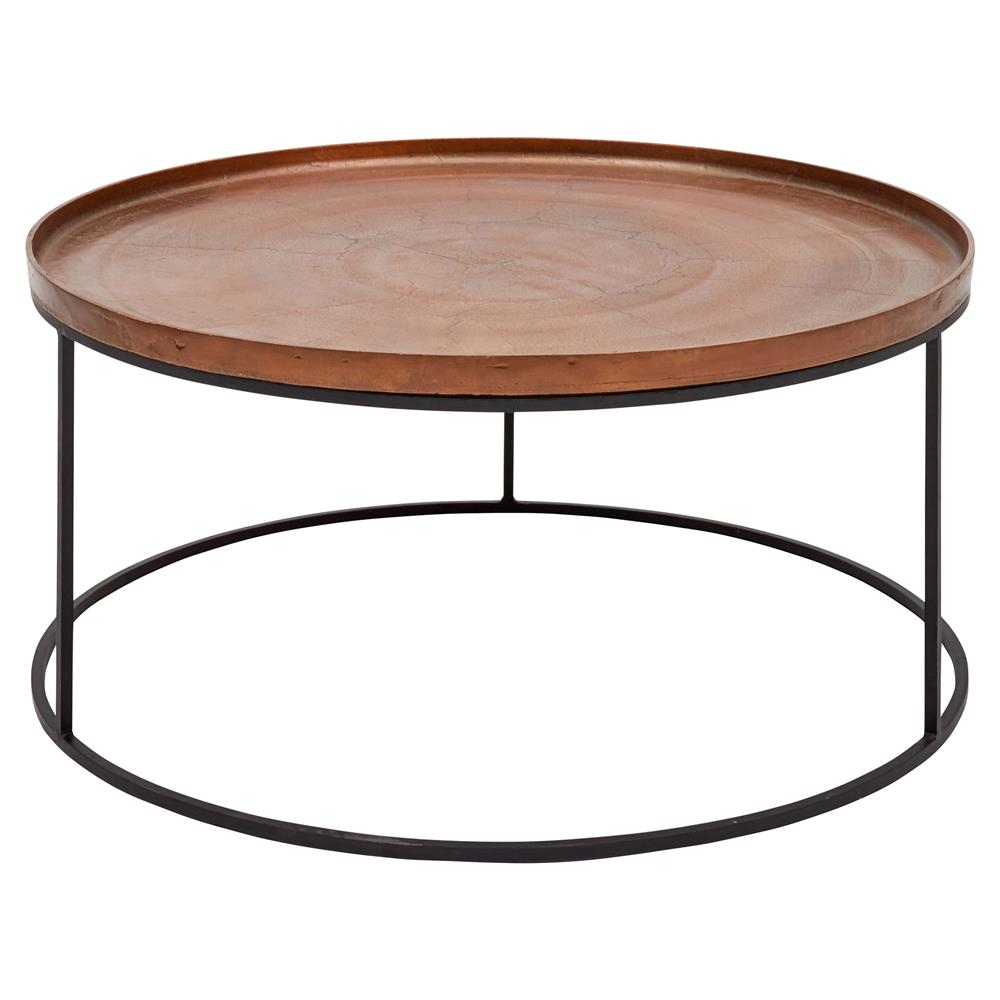 Emily Industrial Loft Black Metal Base Round Copper Coffee Table within measurements 1000 X 1000