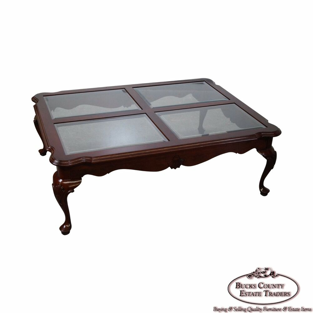 Ethan Allen Georgian Court Cherry Queen Anne Glass Top Coffee Table pertaining to dimensions 1000 X 1000