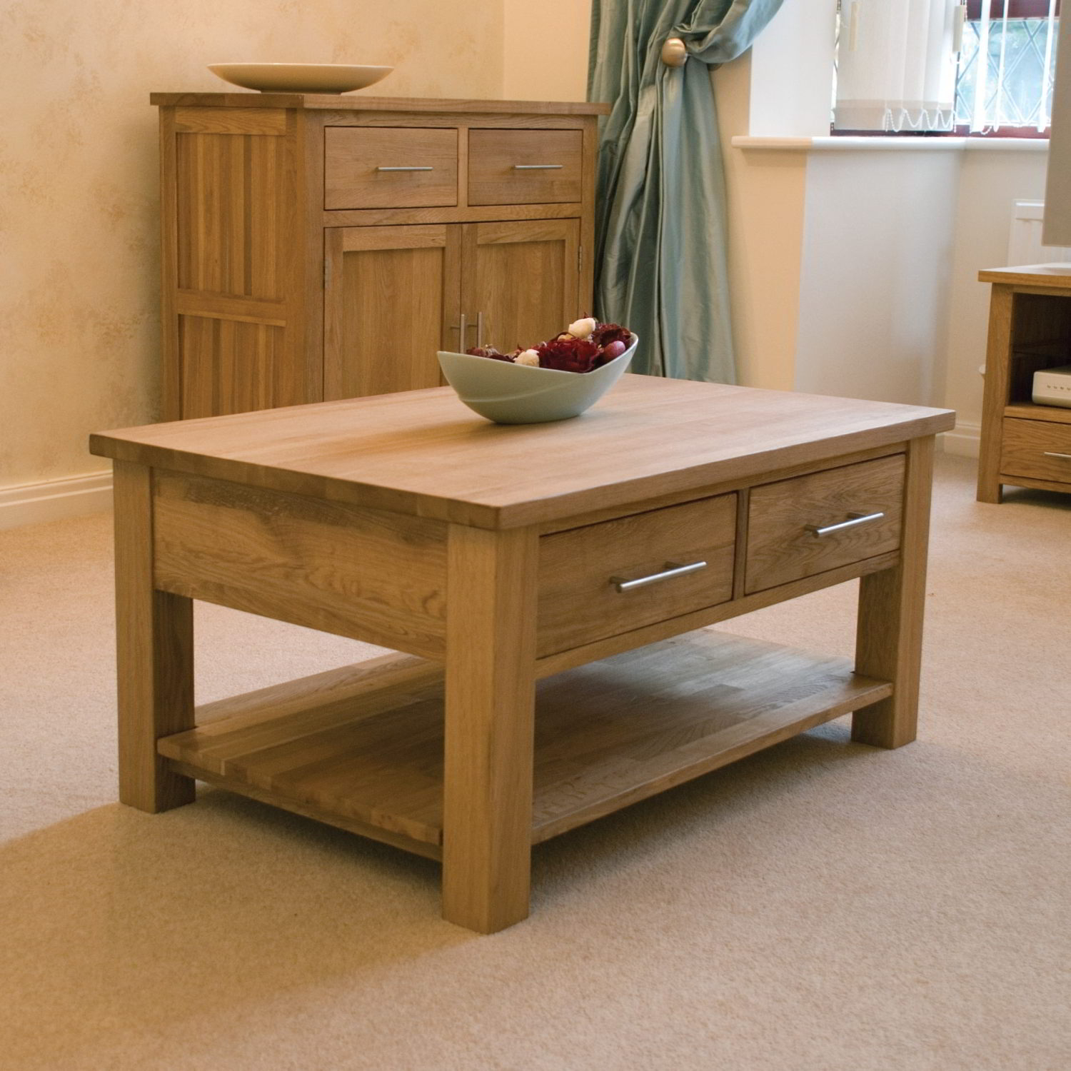 Eton Solid Oak Living Room Lounge Furniture Storage Coffee Table in measurements 1500 X 1500