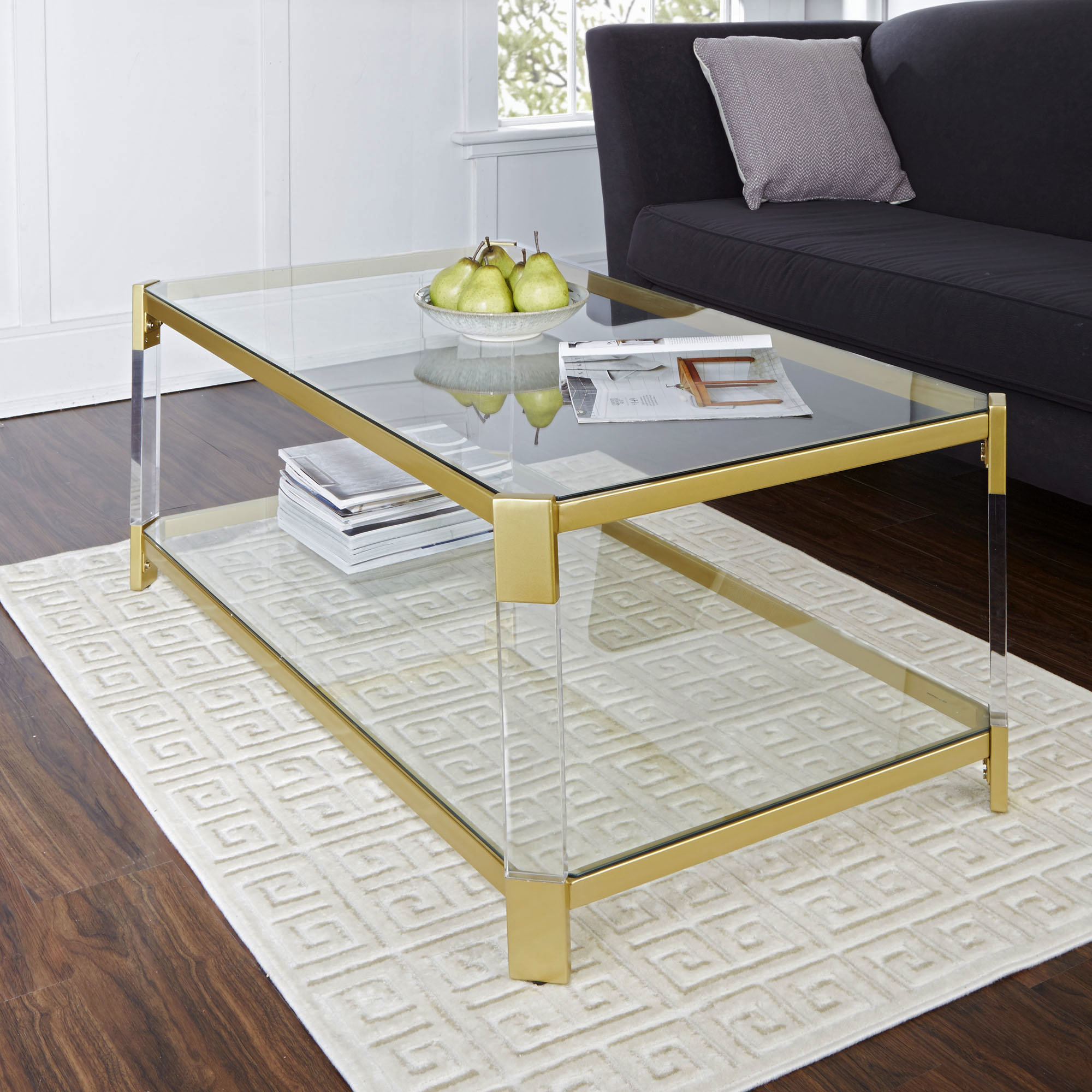 Everly Quinn Hythe Clear Glass Coffee Table Reviews Wayfair for measurements 2000 X 2000