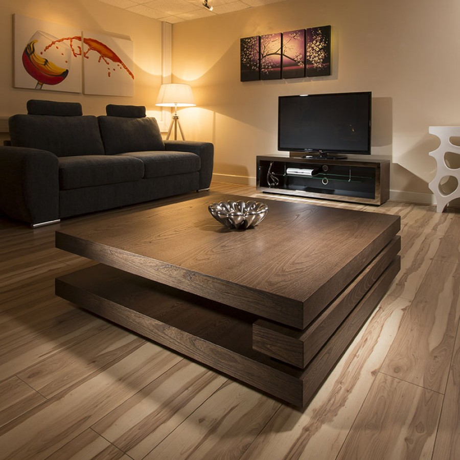 Extra Large Modern Square Dark Elm Brown Wood 12mt Coffee Table regarding dimensions 900 X 900