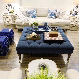 Family Room Living Room Blue Decor Large Tufted Ottoman inside proportions 1080 X 1080