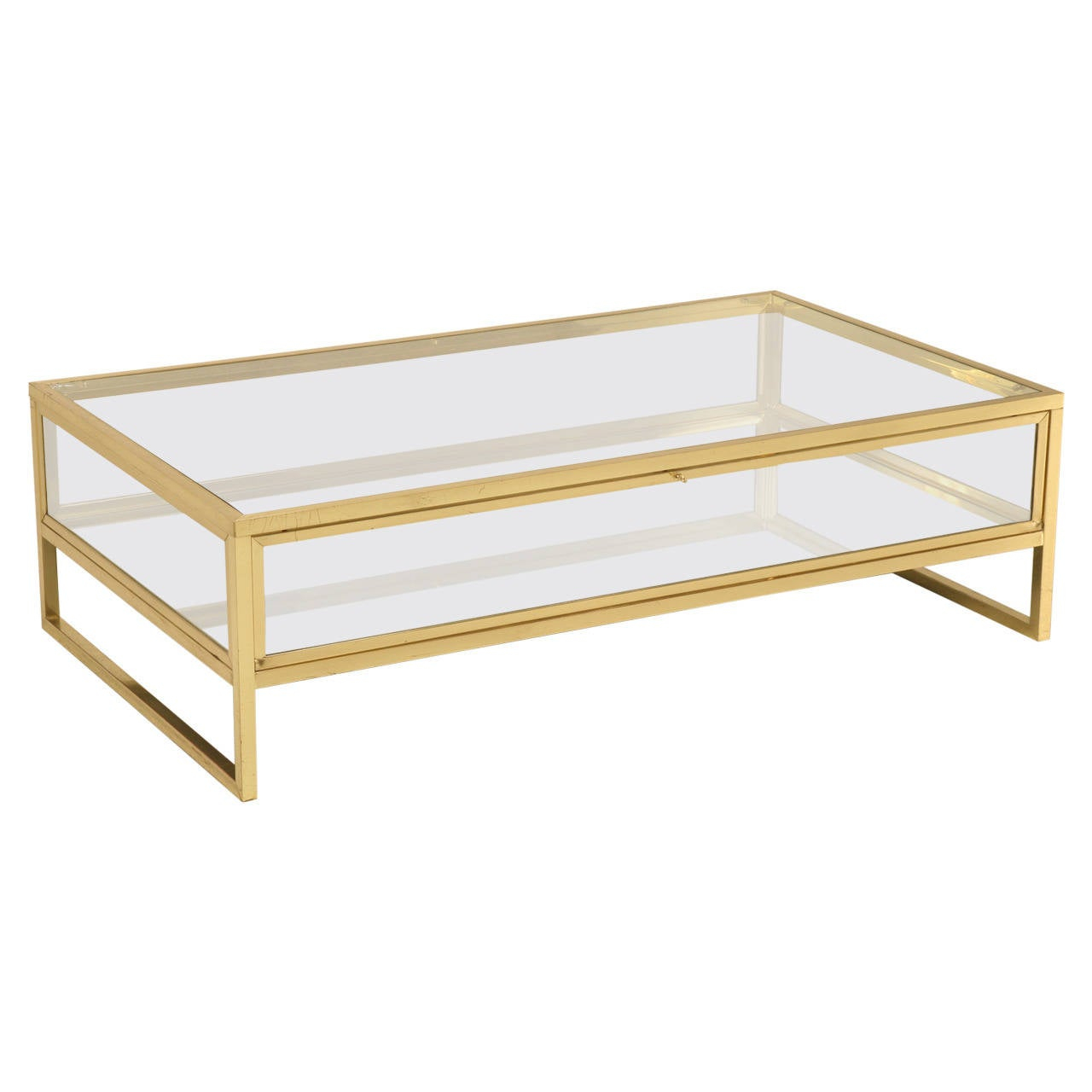 French Brass And Glass Mid Century Modern Display Coffee Table For intended for measurements 1280 X 1280