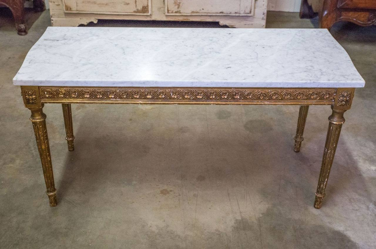 French Louis Xvi Style Gilded Coffee Table With Marble Top At 1stdibs inside dimensions 1280 X 848