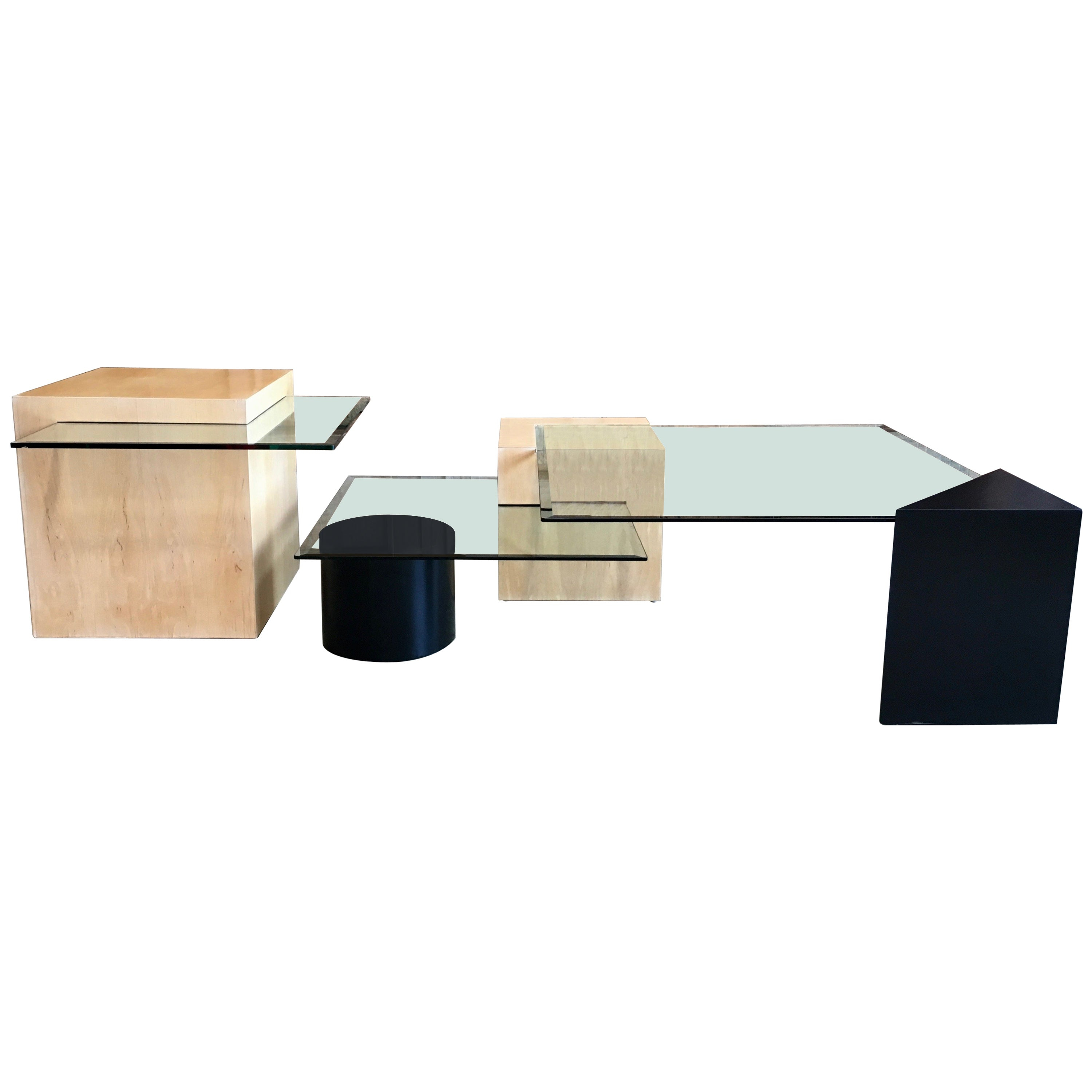Geometric Wood And Glass Multi Level Coffee Table At 1stdibs pertaining to size 3000 X 3000