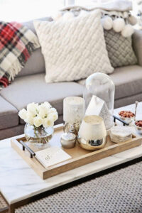 Glass And Gold Tray Display On A Marble Topped Table Decorating In within dimensions 800 X 1200