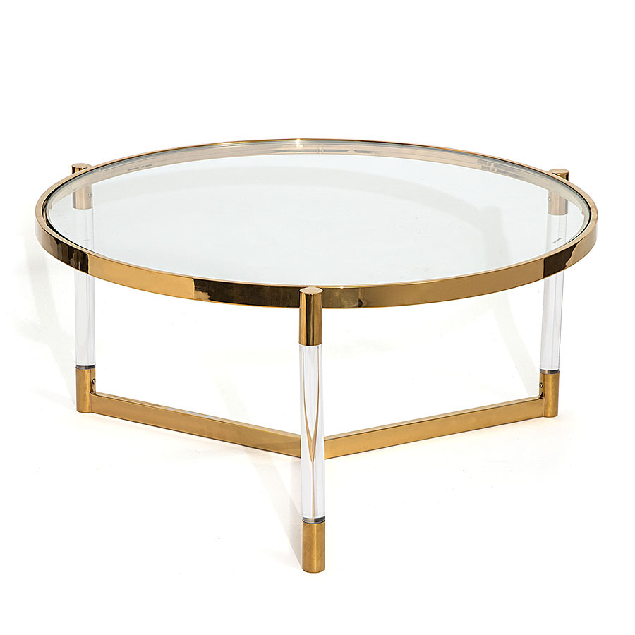 Goddard Round Acrylic Brass Coffee Table Imhomestylist pertaining to proportions 900 X 900
