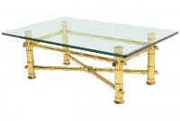 Gold Leaf Faux Bamboo Base Coffee Table With Thick Glass Top For with regard to dimensions 1280 X 1280