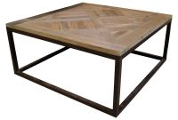 Gramercy Modern Rustic Reclaimed Parquet Wood Iron Coffee Table regarding sizing 1000 X 1021