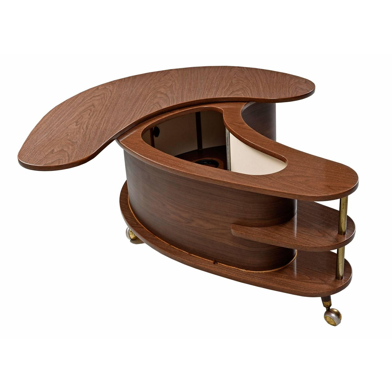 Grand Server Boomerang Kidney Shaped Walnut Coffee Table Bar Cabinet with sizing 1500 X 1500