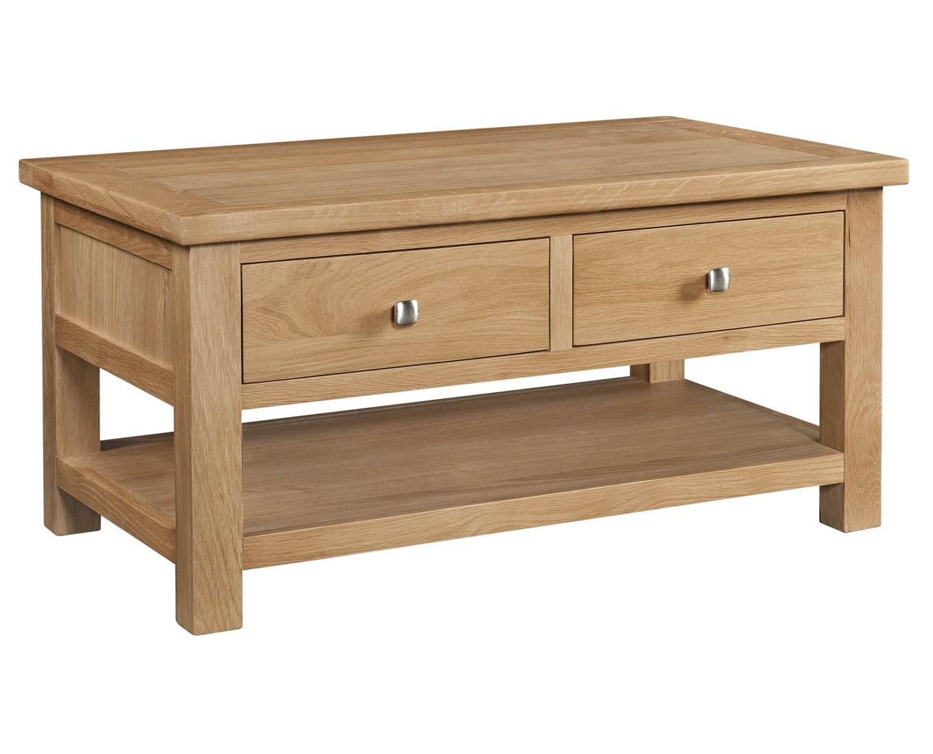 Grasmere Light Oak Coffee Table With Drawers Oak Furniture Uk for size 1360 X 1100