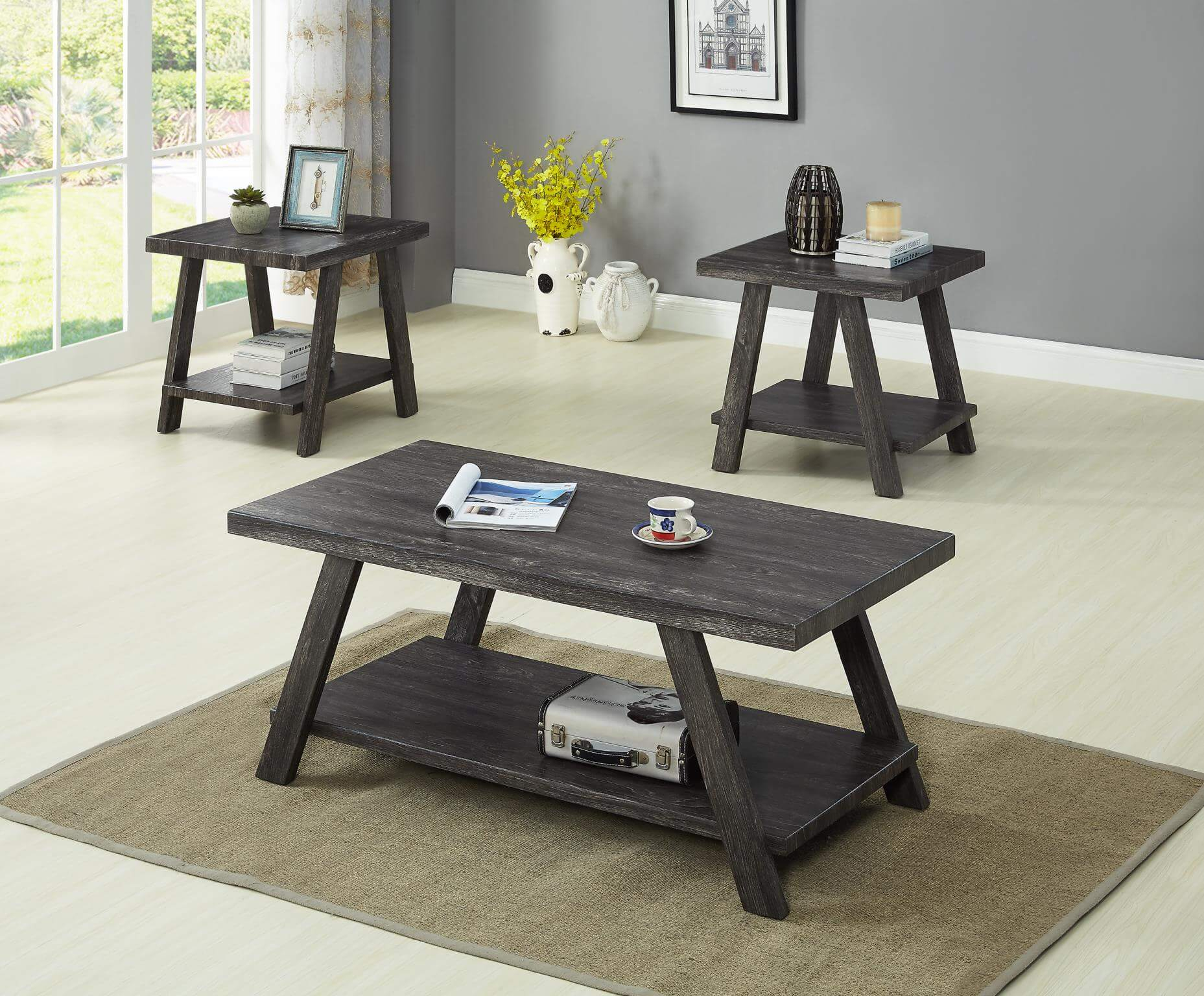 Grey Coffee And End Table Set Occasional Tables intended for measurements 1857 X 1536