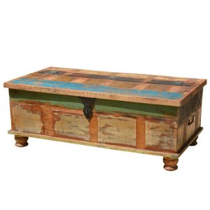 Grinnell Rustic Reclaimed Wood Coffee Table Storage Trunk throughout proportions 1200 X 1200