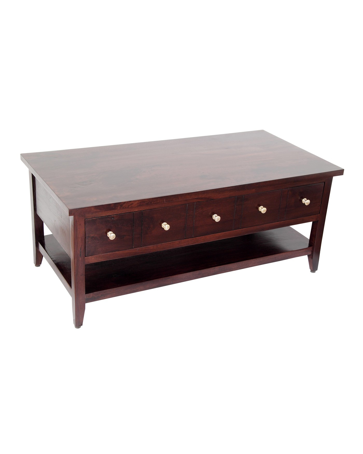 Groove Solid Mango Wood Coffee Table With Drawers Dark Shade within sizing 1400 X 1750