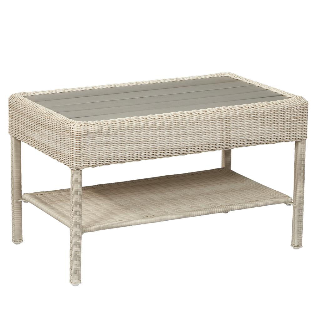 Hampton Bay Park Meadows Off White Wicker Outdoor Coffee Table 65 pertaining to dimensions 1000 X 1000