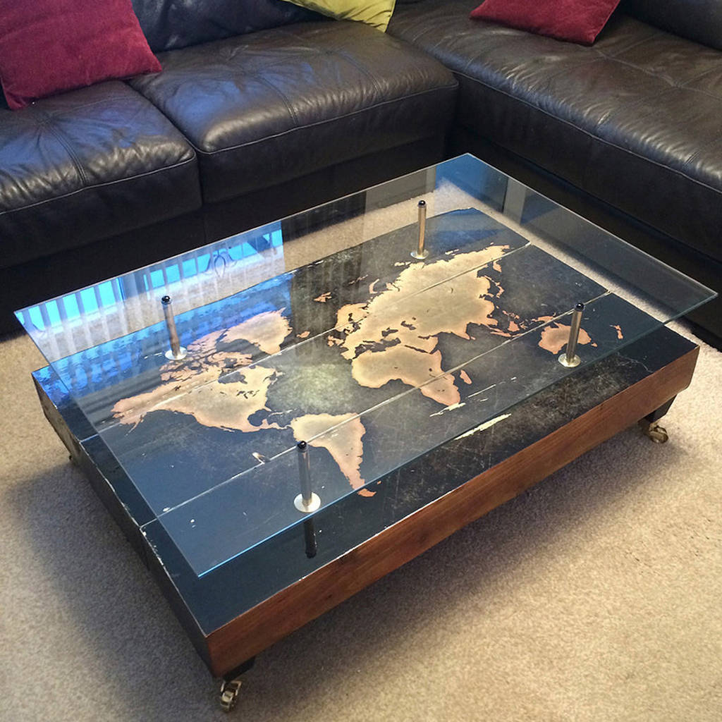 Handmade Vintage World Map Coffee Table Lime Lace for proportions 1024 X 1024