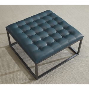 Healy Teal Leather Tufted Ottoman Overstock Shopping Great regarding sizing 1000 X 1000