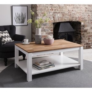 Hever Coffee Table In White And Natural Pine Furniture From Noa within proportions 1000 X 1000