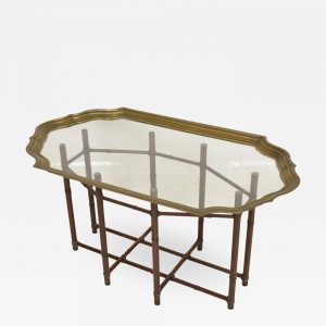 Hollywood Regency Faux Bamboo Coffee Table With Brass Glass Top pertaining to size 1400 X 1400