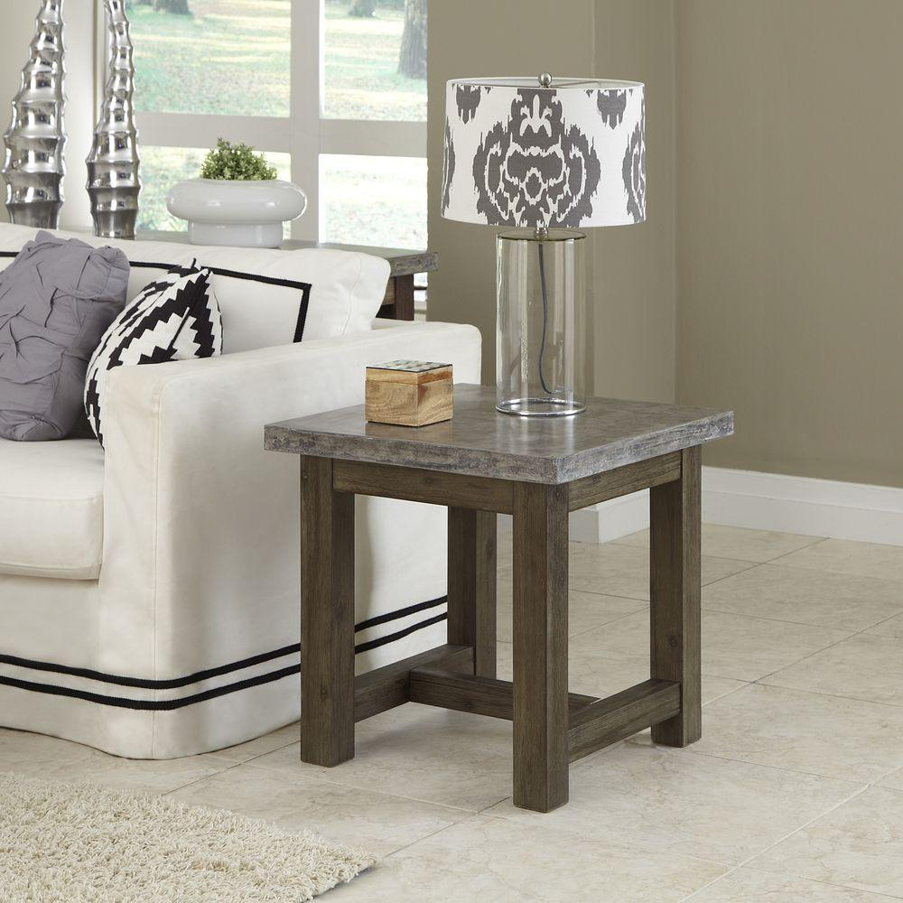 Home Styles Concrete Chic Weathered Brown Concrete Top End Table within proportions 1000 X 1000