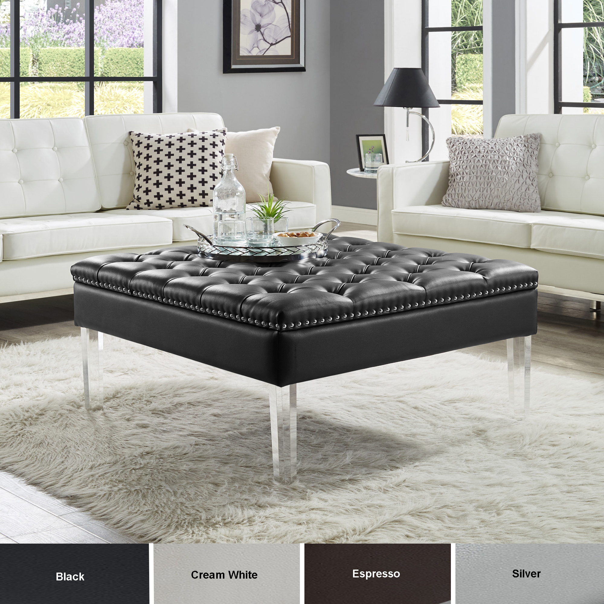 Homespot Spade Pu Leather Ottoman Coffee Table Button Tufted regarding sizing 2000 X 2000