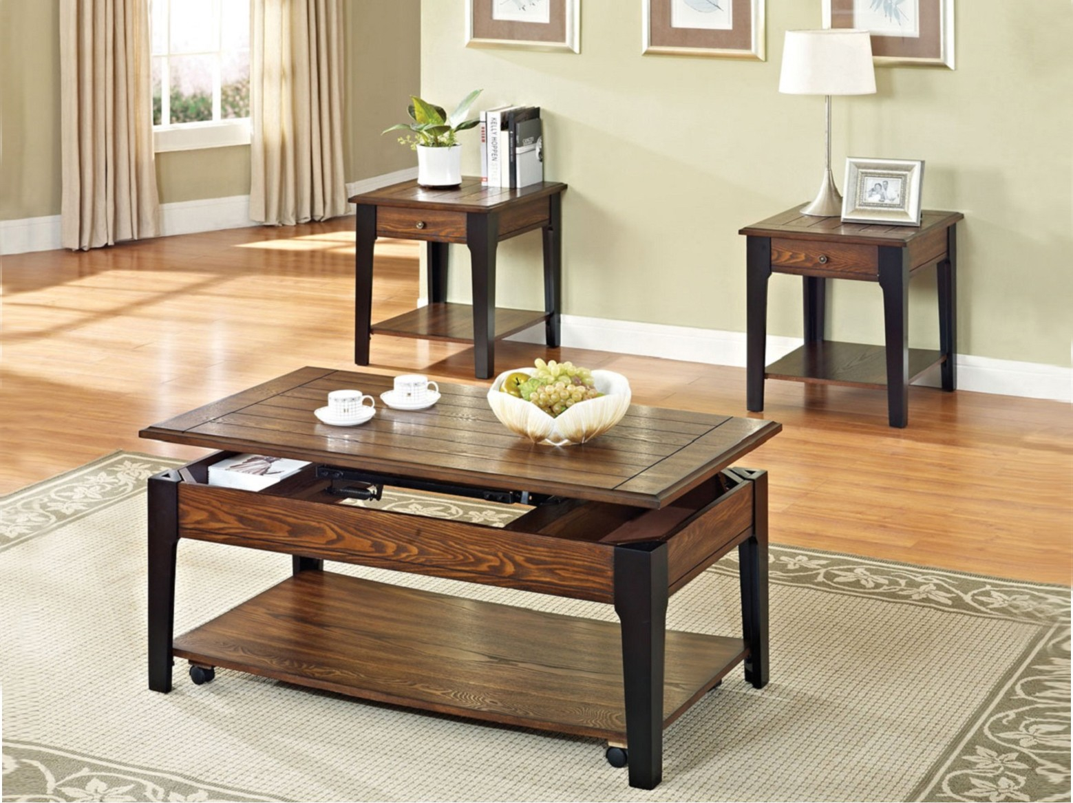 If 2059 3pc Coffee Table Set In Solid Wood With Black Legs Get with measurements 1559 X 1167