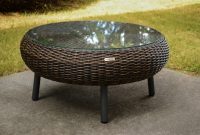 Indooroutdoor Round Wicker Coffee Table Pecan Wicker Tortuga intended for dimensions 1200 X 801