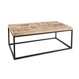 Industrial Coffee Table Hand Hewn Top Peter Thomas Designs regarding proportions 1000 X 1000