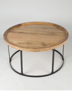 Industrial Round Coffee Table With Natural Wood Top And Steel Frame in proportions 1400 X 1750