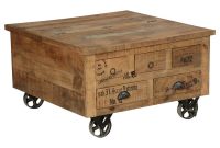 Industrial Style Solid Wood Square Storage Trunk 5 Drawer Coffee with regard to size 1200 X 1200