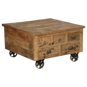 Industrial Style Solid Wood Square Storage Trunk 5 Drawer Coffee with regard to size 1200 X 1200