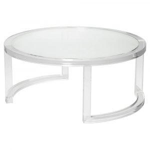 Interlude Ava Modern Round Clear Glass Acrylic Coffee Table for sizing 1000 X 1000