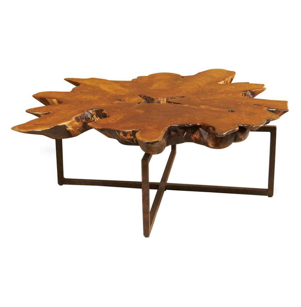 Interlude Tectona Rustic Lodge Teak Root Iron Abstract Coffee Table with regard to dimensions 1000 X 1021