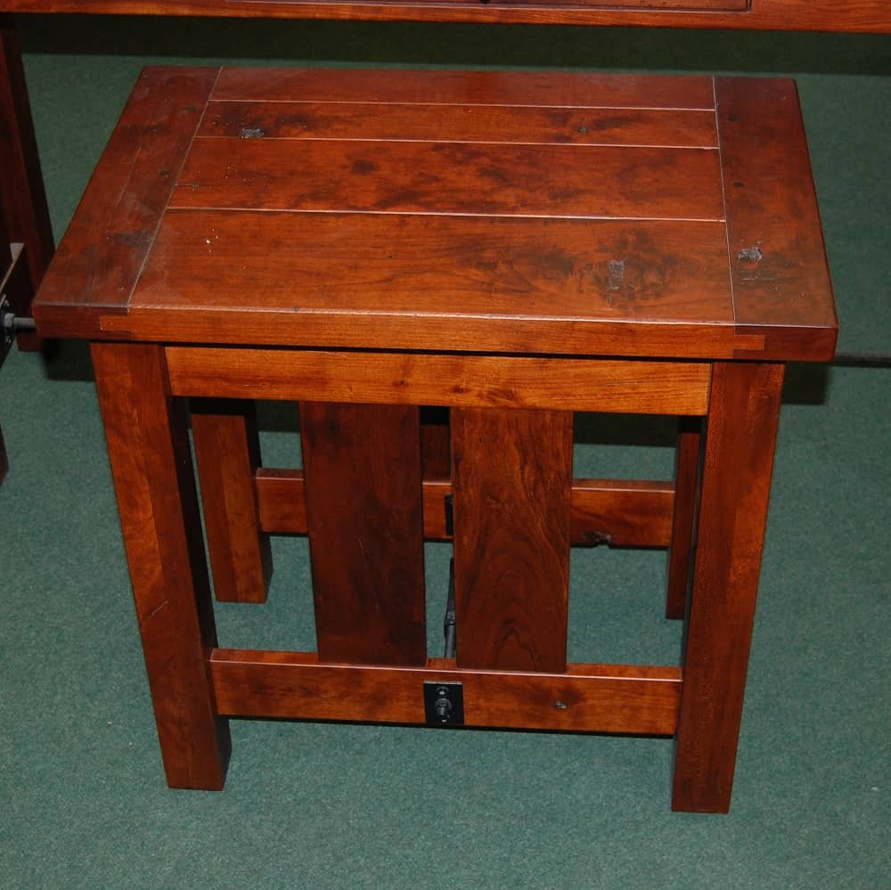Jordan Plank Top End Table Shown In Rustic Cherry Amish Oak with measurements 1000 X 999