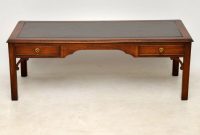 Large Antique Georgian Style Mahogany Leather Top Coffee Table within measurements 1246 X 1248