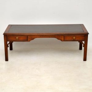 Large Antique Georgian Style Mahogany Leather Top Coffee Table within measurements 1246 X 1248
