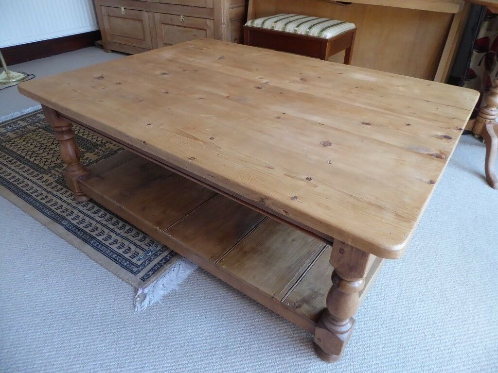 Large Antique Pine Coffee Table With Under Shelf In Carterton within proportions 1024 X 768
